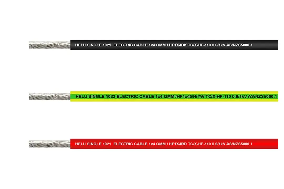 110°C Halogen-Free Flexible building wire and flexible earth wire in black, green and yellow, and red.