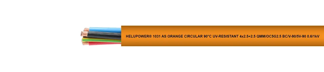 Orange Circular power cable with a PVC outer sheath