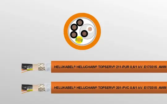 HELUCHAIN TOPSERV 201-PVC UL/CSA és HELUCHAIN TOPSERV 211-PUR UL/CSA kábelek 