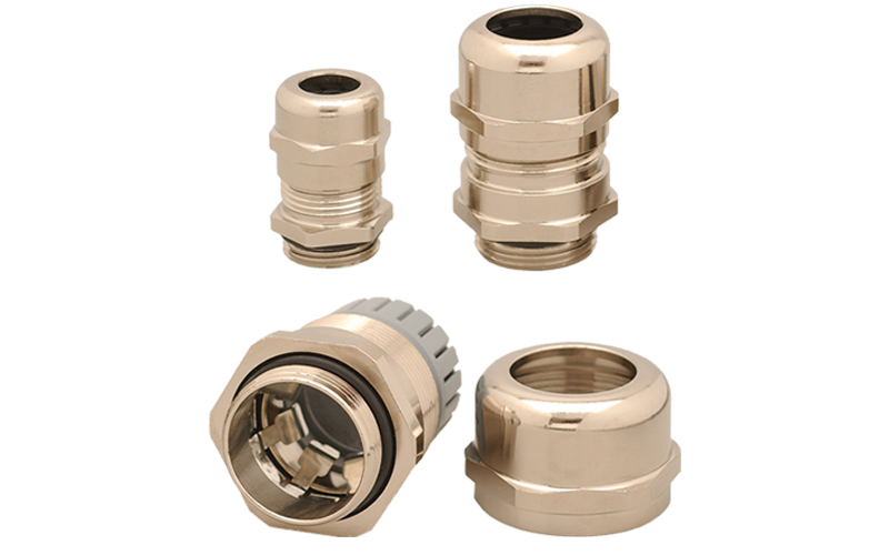 four brass glands on display