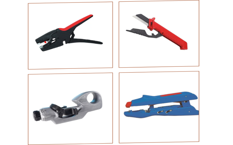 four pictures of stripping tools