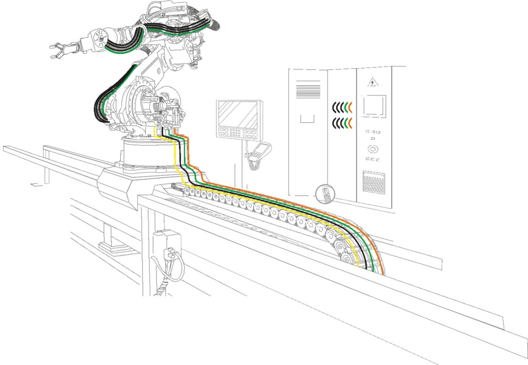  Robot arms moving a car chassis