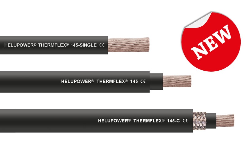 Three thermflex cables and a sticker that says: new