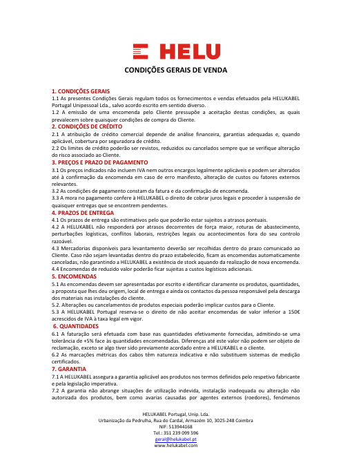 HELU Portugal – Condições Gerais de Venda