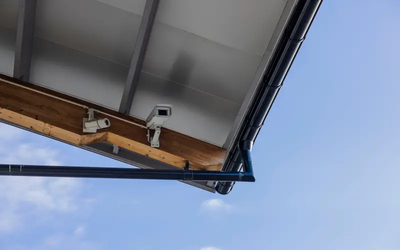 Security Camera with blue background