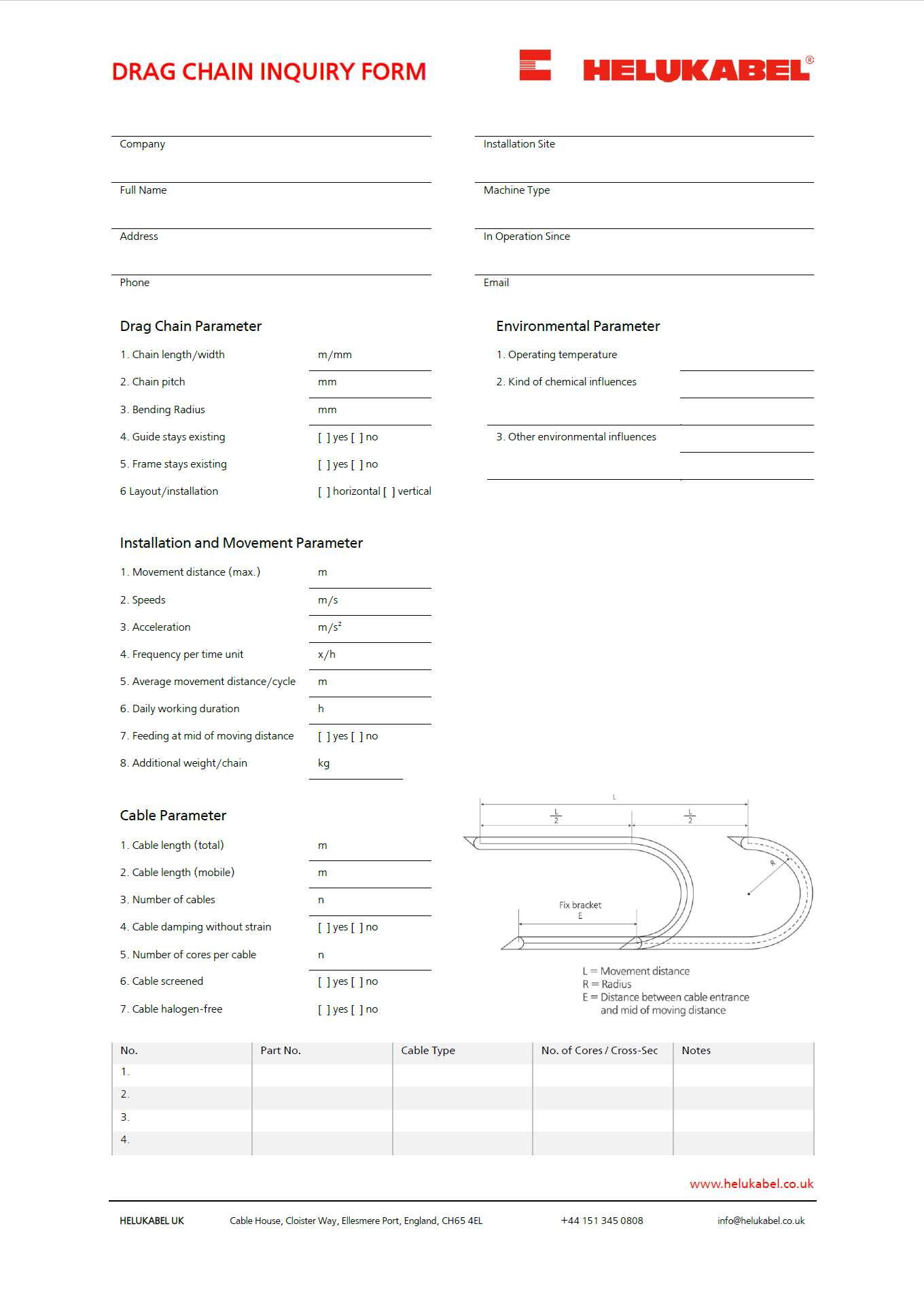 Drag Chain Inquiry Form