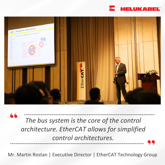 The bus system is the core of the control architecture. EtherCAT allows for simplified control architectures.