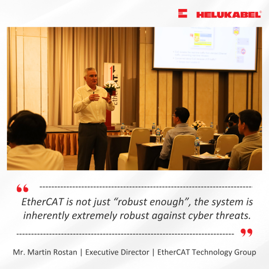 EtherCAT is not just “robust enough”, the system is inherently extremely robust against cyber threats.