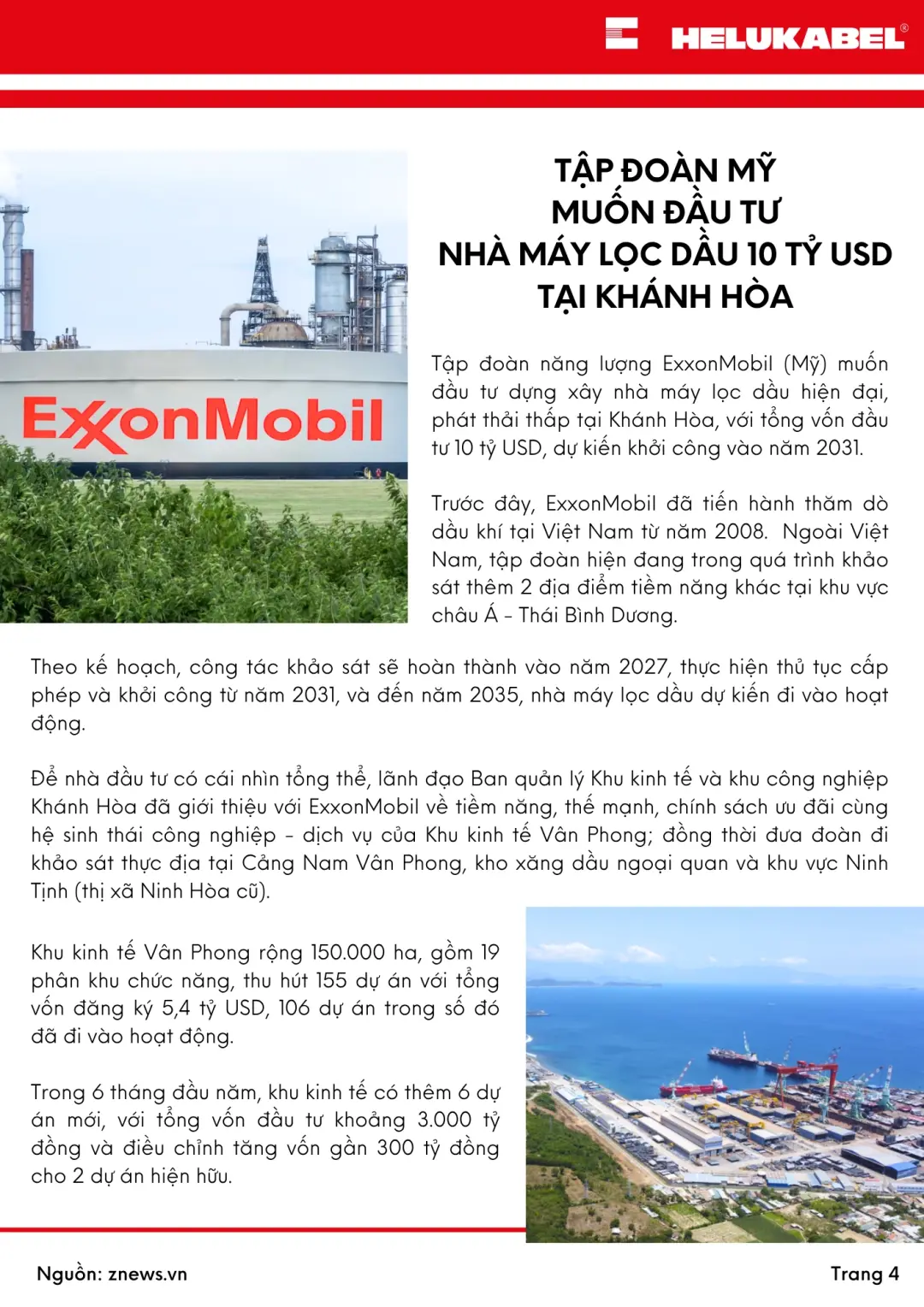 Bản tin HELUKABEL quý 3/2025 nhà máy lọc dầu ở Khánh Hòa