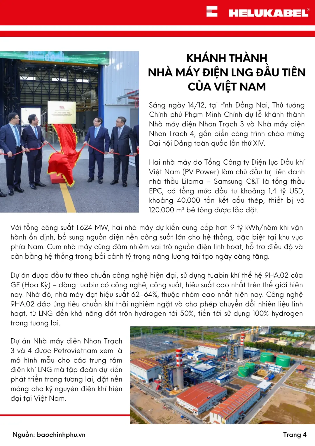 Bản tin HELUKABEL Quý 4/2025 nhà máy điện LNG đầu tiên ở Việt Nam