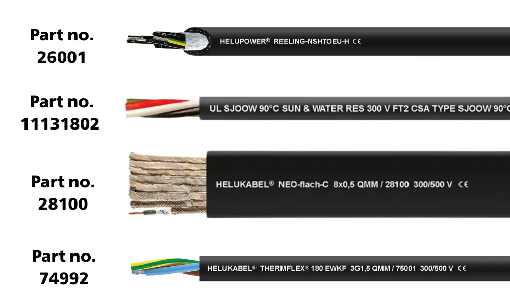 Một số sản phẩm dây cáp của HELUKABEL có lớp cách điện cao su