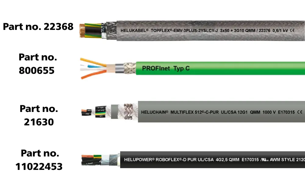 Một số sản phẩm cáp điện HELUKABEL có vật liệu cách điện PE và PP