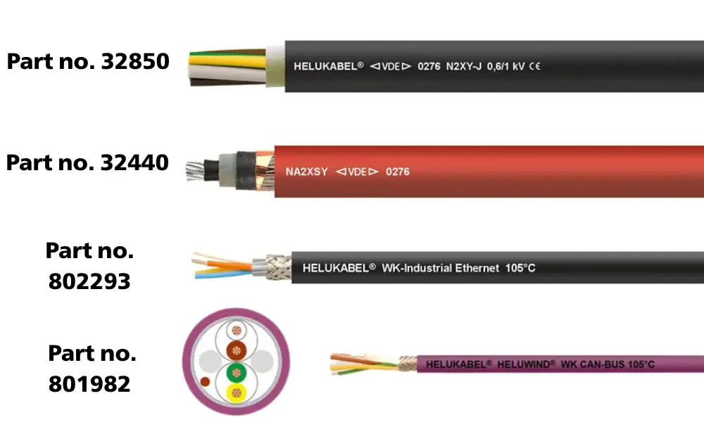 Một số sản phẩm dây cáp của HELUKABEL có vật liệu cách điện XLPE