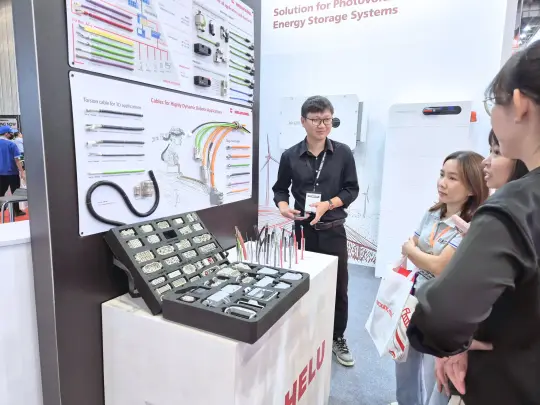 Visitors at the HELU Vietnam booth
