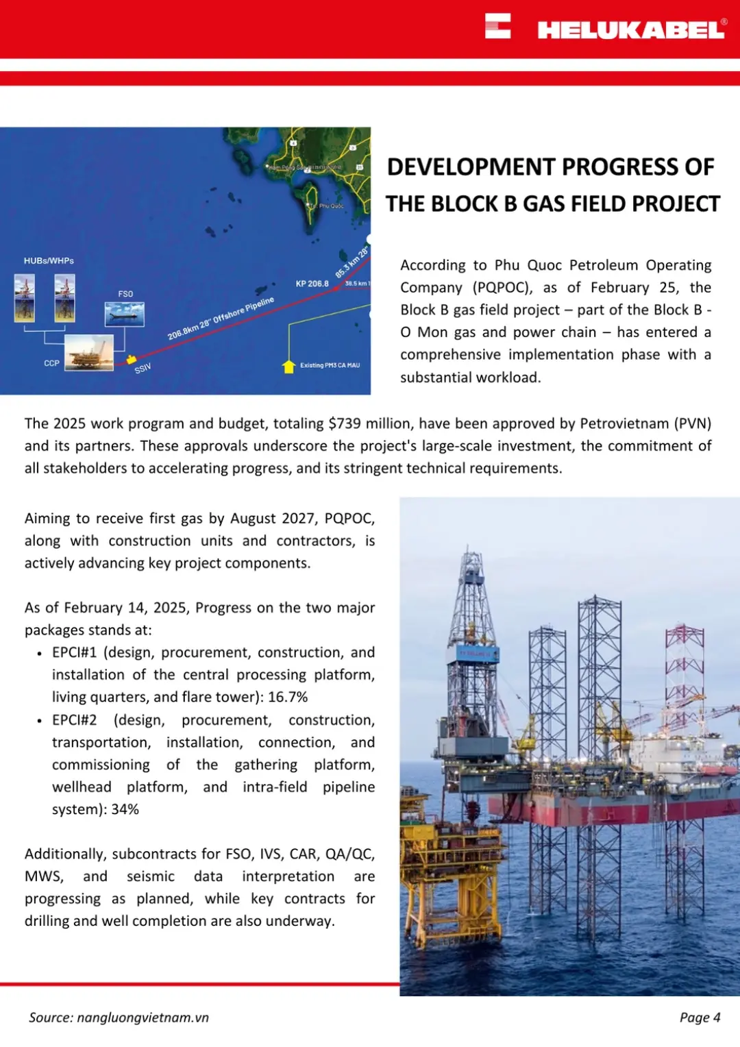 Progress of the Block B Gas Field Development Project