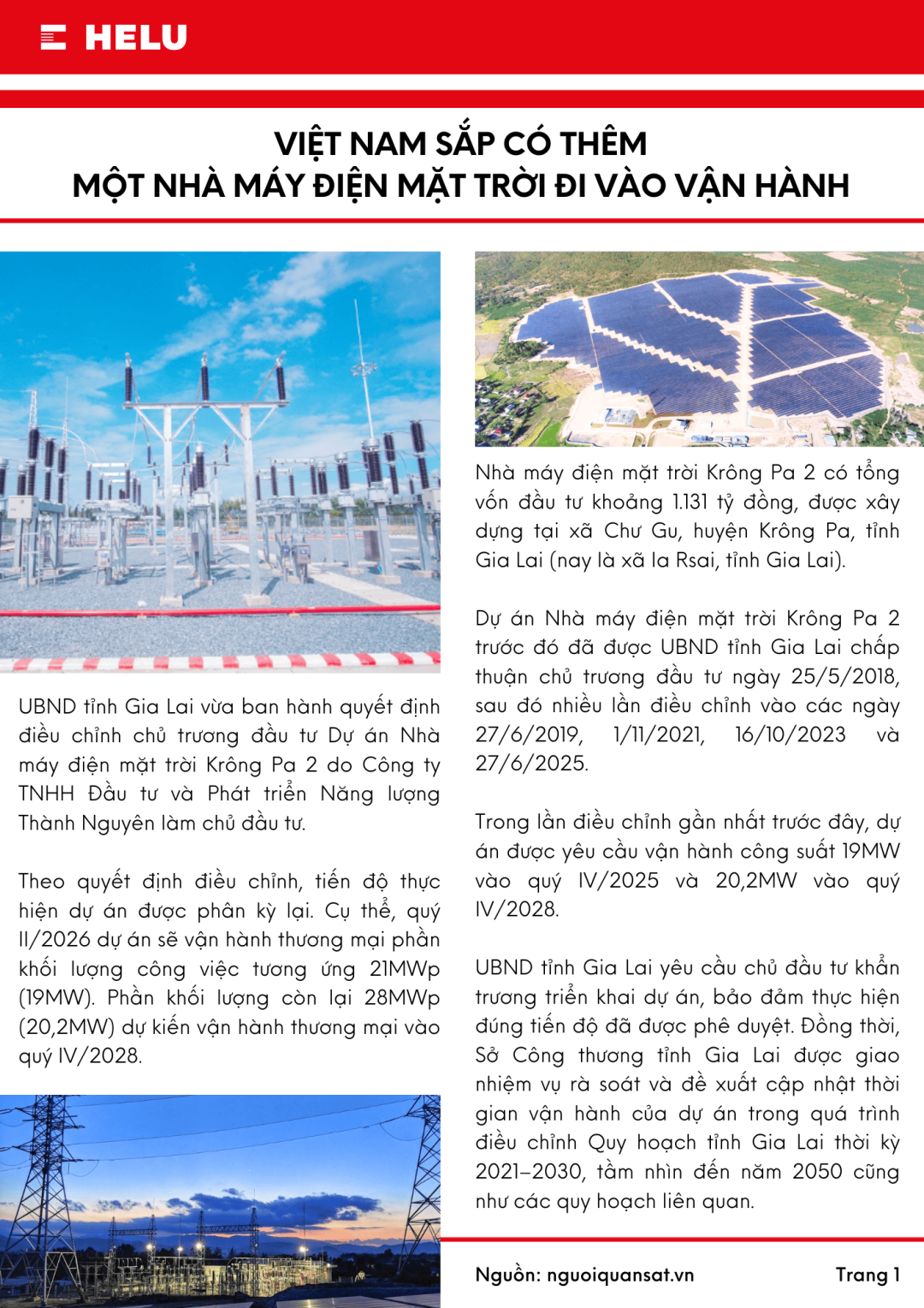 Bản tin HELU quý 1/2026 ngành năng lượng