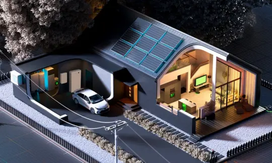 Thay vì đồng bộ với lưới, inverter độc lập phối hợp với hệ thống pin lưu trữ để cung cấp điện AC bất kỳ lúc nào trong ngày