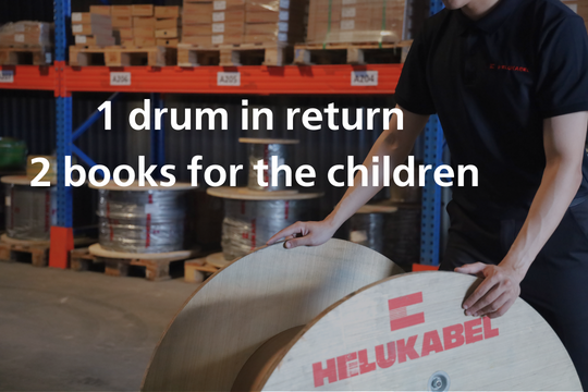 With 1 old drum returned to us, you are donating 2 new books for the children.