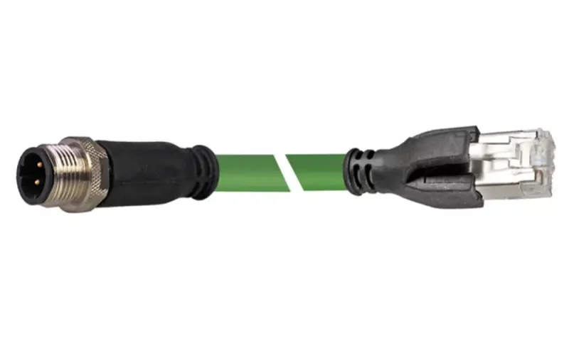 PROFInet C RJ45 connector to an M12 D-coded 180° connector