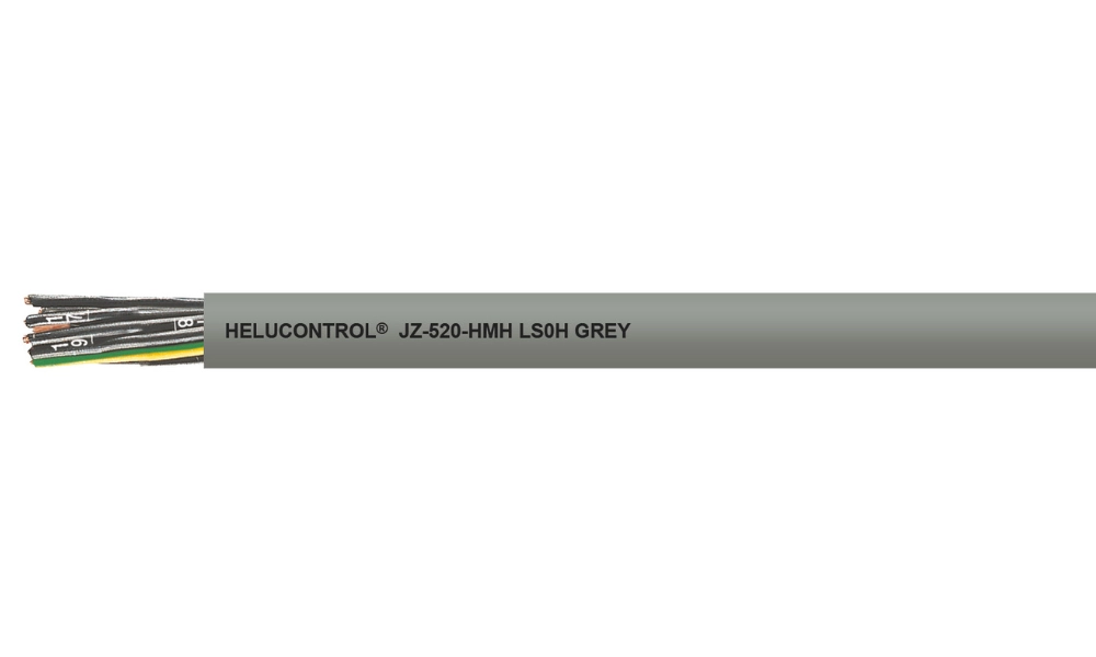 Cáp điều khiển HELUCONTROL® JZ-520-HMH LS0H GREY, B2ca CPR class, đáp ứng khả năng chậm cháy theo tiêu chuẩn DIN VDE 0482-332-1-2 / DIN EN 60332- 1-2 / IEC 60332-1-2