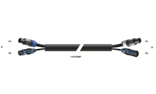 DMX+POWER XLR 3P/F + powerCON A <> XLR 3P/M + powerCON B