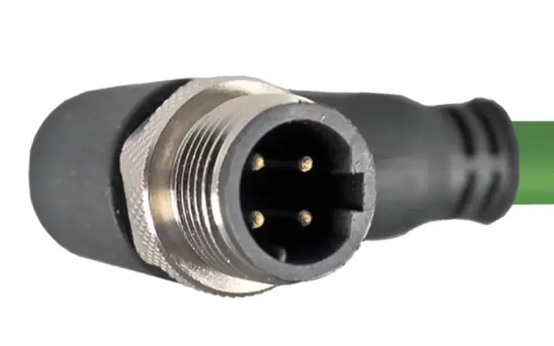 HELUKAT100S SF/UTP CAT.5e cable with 90° M12 D-coded connectors on both ends