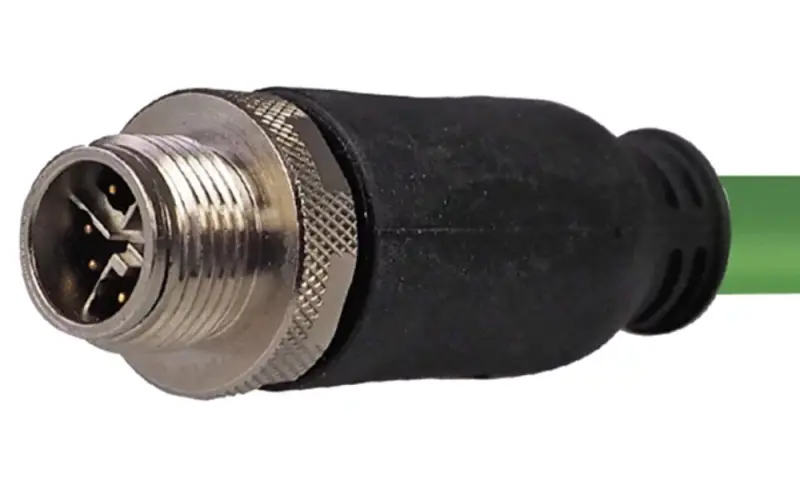 HELUKAT 500S SF/FTP CAT.6A cable with M12 X-coded 180° connectors on both ends