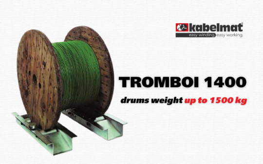 Dụng cụ xả cáp TROMBOI 1400 chịu được drum cáp nặng lên đến 1500kg.