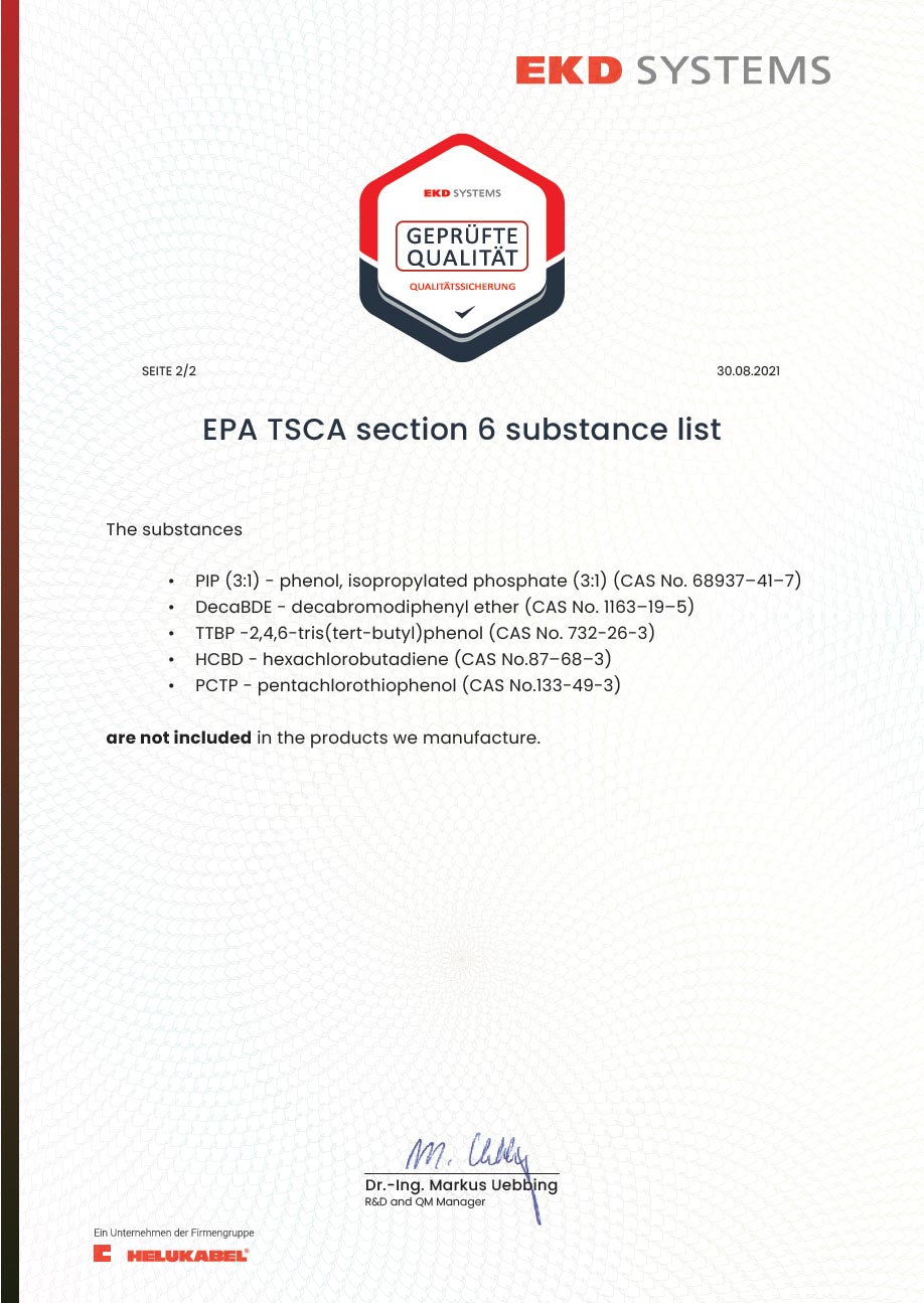 EPA TSCA section 6 substance list