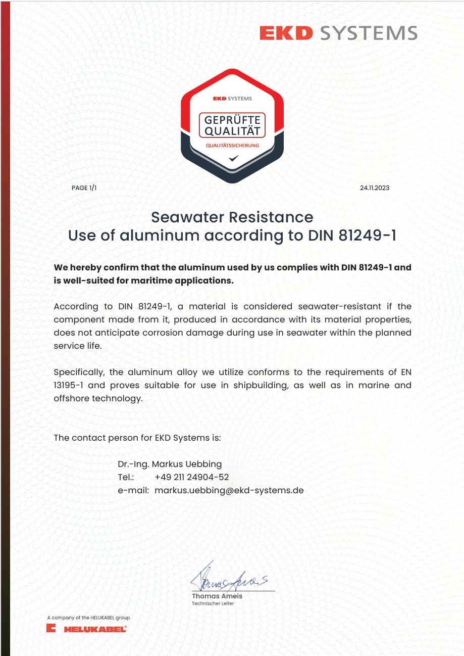 Seawater Resistance of aluminium drag chains