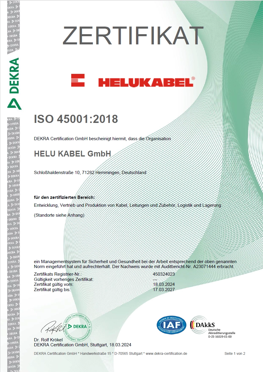 ISO 45001 - HELU KABEL GmbH