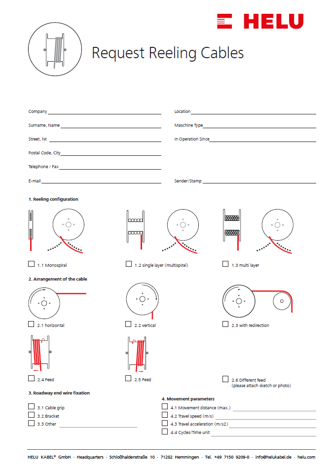 Enquiry reeling cables