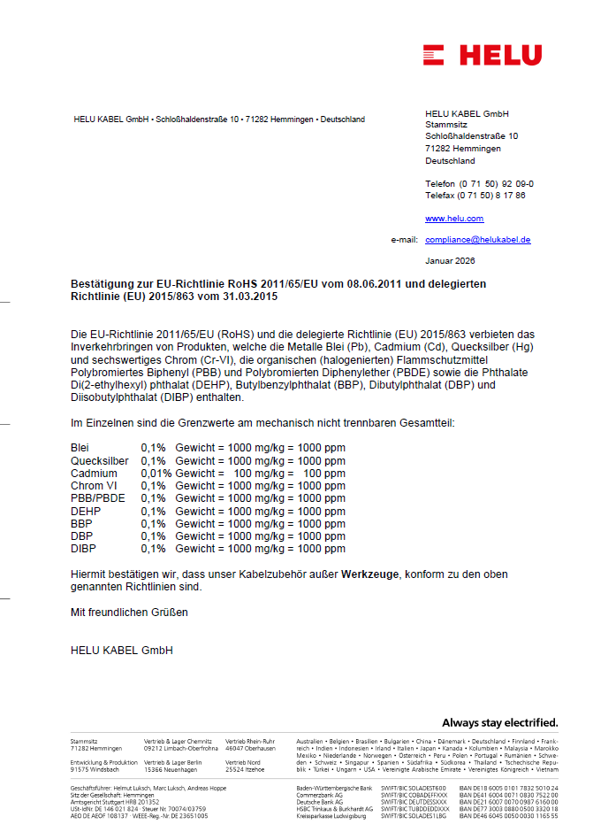 RoHS - Kabelzubehör