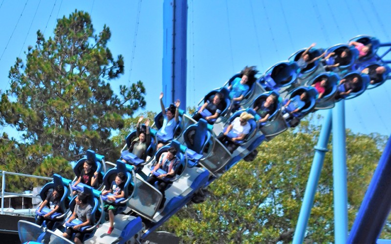 Blue Roller Coaster in Action