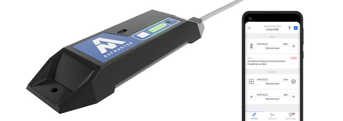 Aufmaster enhed og telefon