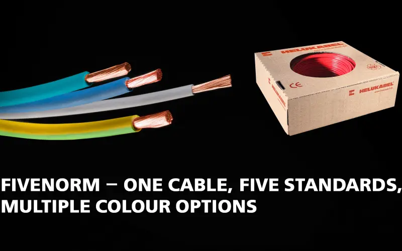 Fivenorm Cable in a box, the cables have multiple colours