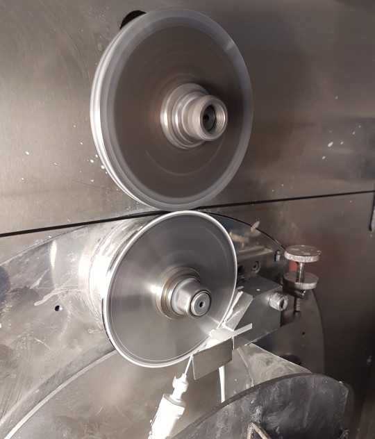 Rotogravure printing works through the use of a printing disc engraved with the text to be printed.