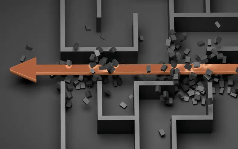 Arrow breaks through the walls of a labyrinth