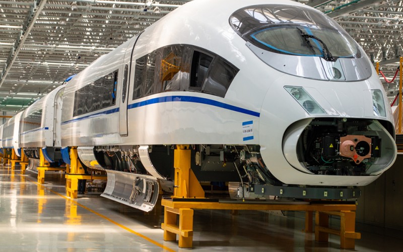Train in production hall, Railway Cable