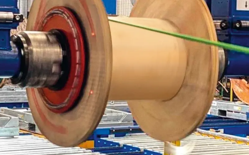 Close up from a rewinding machine 