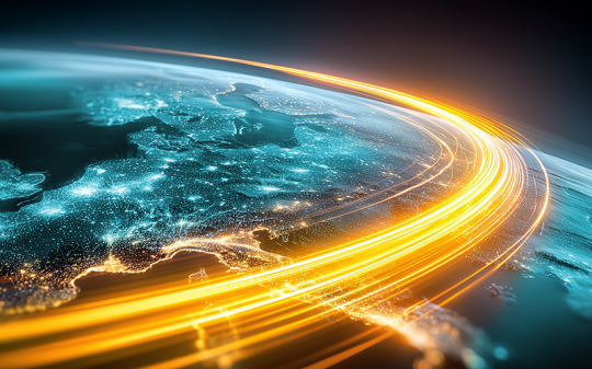 Light Trails around globe