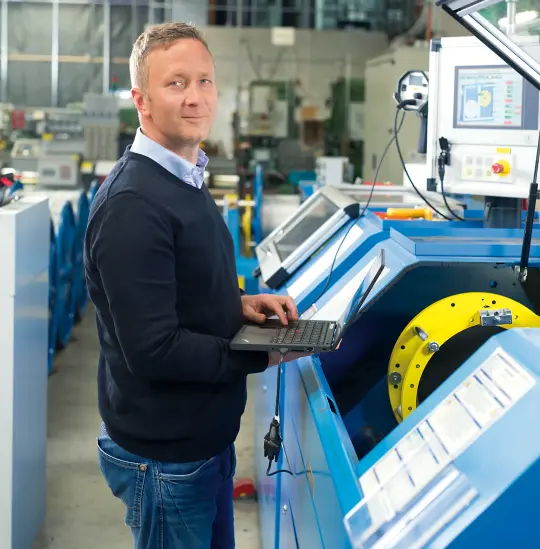 Alexander Volkert in the production hall