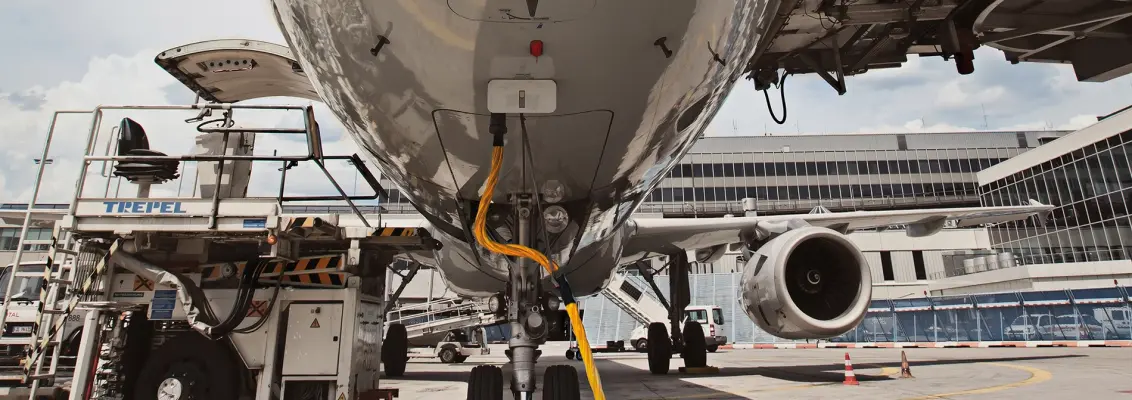 Supply lines underneath an aircraft
