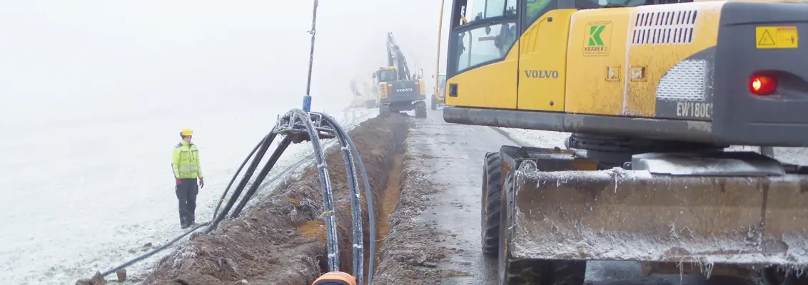 Ein neues Mittelspannungskabel befördert Windenergie unterirdisc
