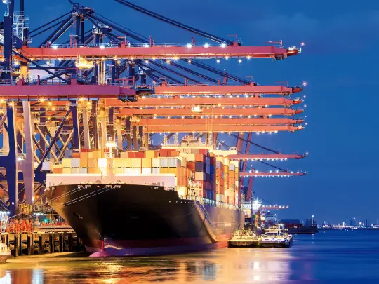 container ship in the harbour