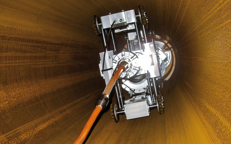 A sewer robot in a canal