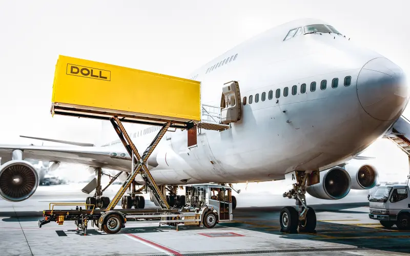 Airstrip with a plain on it