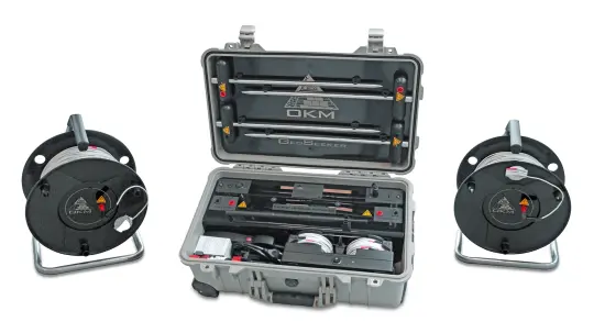 Ortungsgerät im Koffer mit Kabeltrommeln