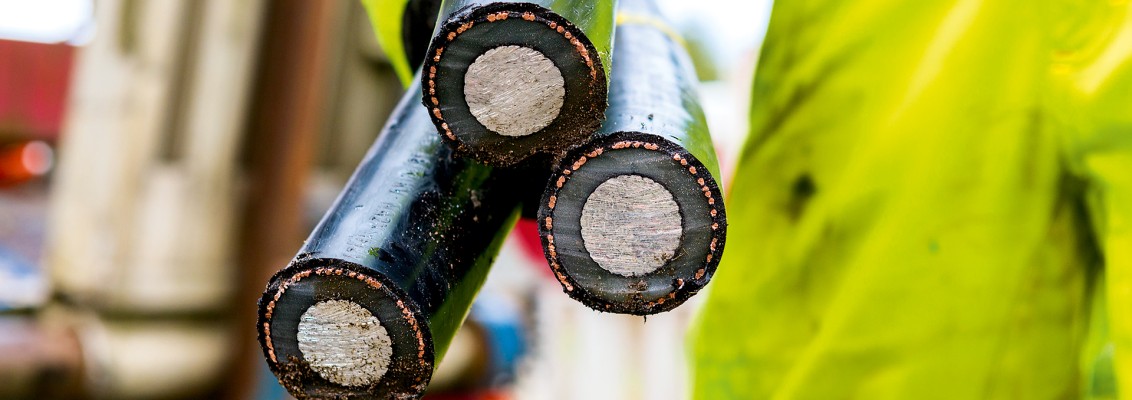 Mittelspannungskabel in der Nahaufnahme