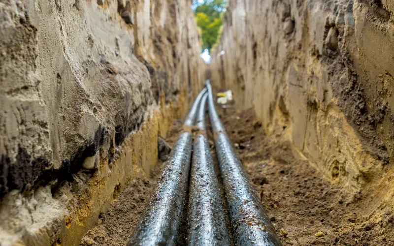 Cable laid deep in the ground